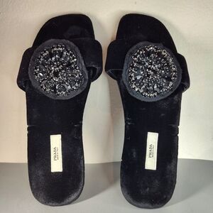 Prada Black Embellished Women's Slides